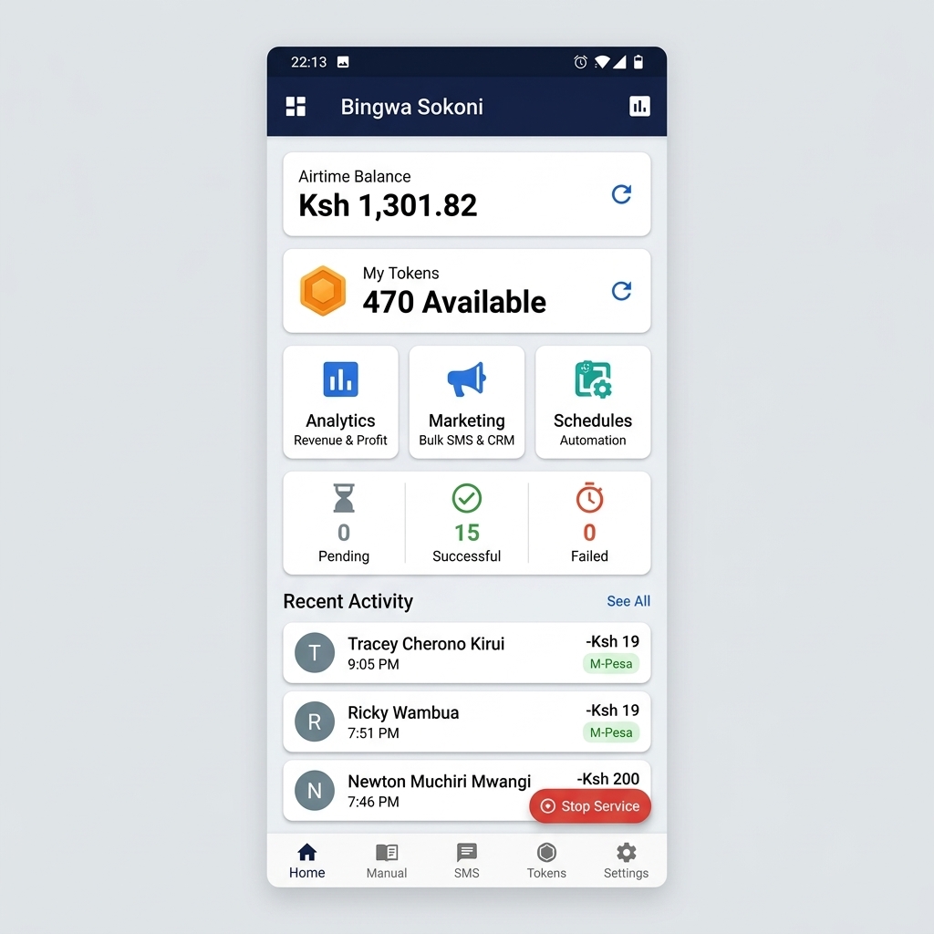 Bingwa Sokoni App Dashboard